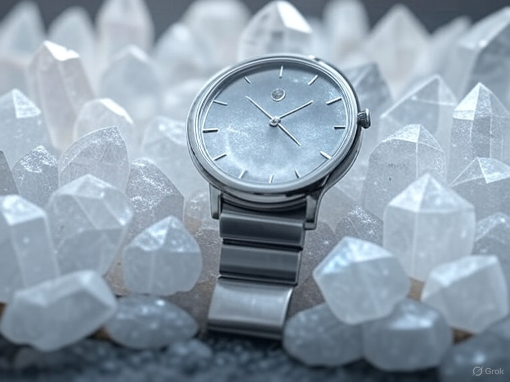 Inside view of a quartz watch movement